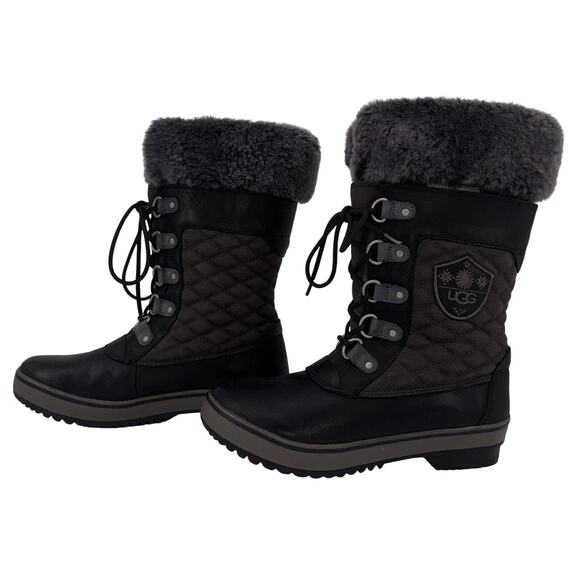 Ugg Women's Brynn Boots Size 8 Leather Shearling Quilted Winter Outdoor Read - Picture 5 of 16